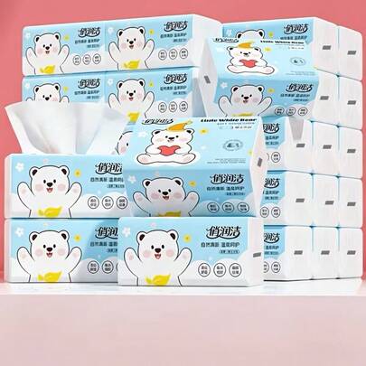 1 Pack, Large Capacity 5-Layer Thickened Embossed Napkins, Natural Virgin Wood Pulp, Highly Absorbent And Durable, Suitable For Kitchen, Bathroom, Home, Travel, Office And Dormitory, Dormitory Essential, Elegant Napkin Design, Durable Paper Napkins