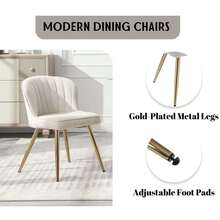 WAHSON OFFICE CHAIRS 4PCS Velvet Kitchen Chair Side Dining Chairs Armless Tub Chair With Metal Legs - Beige, 4 Pieces - View 7