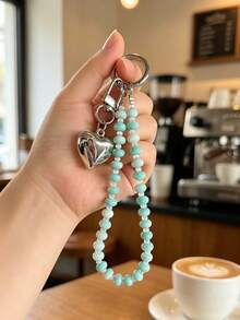 1pc Elegant Cute ABS Plastic (ABS Resin) Heart Keychain Pendant, Car Key Ring, Bag Charm, Beaded Key Chain - Heart - View 8