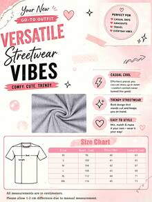 Summer New Women's Regular Length Knitted Fabric T-Shirt With Positive & Happy Quotes, Simple & Fashionable, Suitable For Daily & Vacation Wear Casual - Grey - View 7