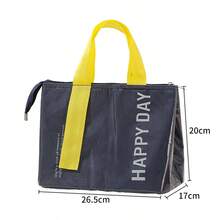 1pc Letter Pattern Lunch Bag, Casual Style, Waterproof PU + Thickened Aluminum Foil Handbag, Lunch Bag With Sturdy Handle, Insulated Food Container Bag, Suitable For Outdoor Picnic, Commuting - Dopamine Multi-color - View 13