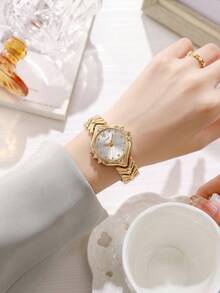LIANDU Women's Watch, Fashion Creative Multifunctional Compact Personalized Quartz Watch, Suitable For Daily Wear, Birthday Gift, Back To School, Thanksgiving, Romantic Occasions, Perfect Gift - Gold - View 4