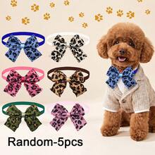 5/12pcs Pet Leopard Pattern Bow Collar Adjustable Cat Dog Bow Tie Collar Small Dog Teddy Yorkshire Schnauzer Dress Up Accessories - Multicolor - View 9