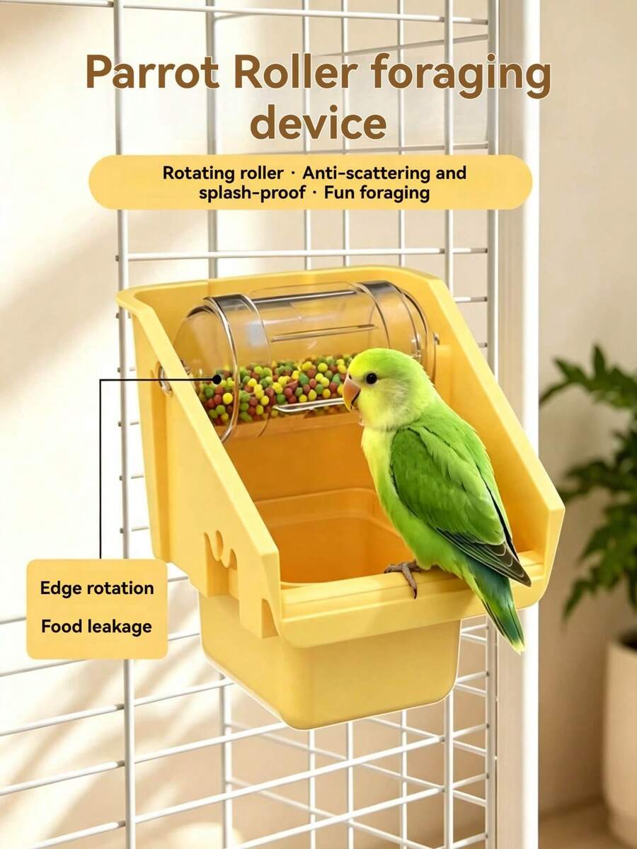 Parrot Automatic Feeder Roller Puzzle Feeding Toy, Anti-Spill Anti-Splash, Rodent Pet Puzzle Foraging Device - Multicolor - View 1
