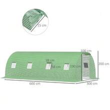 Walk-In Greenhouse 6 X 3 M Poly Tunnel Greenhouse With 8 Windows Frost Protection Steel Frame Dark Green - 綠色 - 查看 3