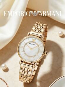 Armani AR1907 Women's Watch Gold Steel Band Mother Of Pearl Dial Rhinestone Ferris Wheel Quartz Wristwatch - White - View 3