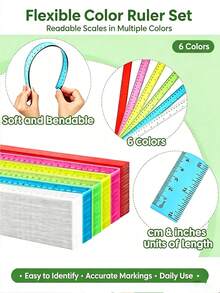 30 Inch Plastic Ruler, Dual Scale High Clarity Markings, Colorful Transparent Ruler, Straight Ruler, Flexible Transparent Multicolor Style, Equipped With Centimeter And Inch Scales, Suitable For Classroom, Office, Teachers And Students Use, Essential Back To School Student Stationery. - A - View 2