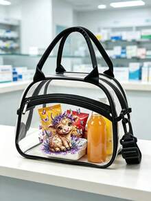 Portable Transparent Washable Bag Set, Premium PVC Material Lightweight Waterproof Easy To Clean, Large Capacity Compartments For Organized Storage Of Lunch Boxes, Cosmetics, Snacks, Fruits, Medicines And Beverage Bottles, Perfect For Commuters And Students, Multi-Functional Travel Storage Bag Suitable For All Seasons, Reusable To Reduce Disposable Waste, Transparent Design For Easy Item Retrieval, Ideal For Outdoor Picnics And Weekend Camping - Multicolor - View 8