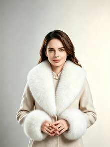 Light Luxury Fox Fur Collar & Cuff Set, Fluffy Warm Faux Fur Trim - Multicolor - View 8