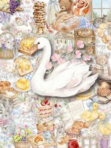 POKOJA LAND 50/100pcs Watercolor Warm Morning PET Stickers, Transparent Warm Color Breakfast Floral Animal Stickers, Rabbit Bear Duck Cat Bread Jam Flower Window Decal Set, Suitable For Planner, Phone Case, Laptop, Scrapbook Aesthetic Decoration - Multicolor - View 11