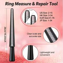 KLONKEE Bracelet And Ring Size Measurement Kit, Includes Ring Size Measuring Tool, Finger Measuring Gauge, And Two American Size 1-17 Finger Measuring Gauges (Black, Plastic) - Multicolor - View 3