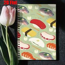 1pc Japanese Sushi Themed Notebook - A5 Lined Journal With Spiral Binding, Horizontal Writing Suitable For School, Office, Japanese Class, Gift For Students & Teachers, Sushi Menu Planner, Cooking Diary, Back-To-School Stationery Essentials - One Book (50 Pages, 100 Pages) - View 4