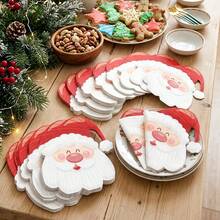 40 st tecknade servetter formade som jultomtehuvuden, Merry Christmas, bordsdekoration för hemmet, lämpliga för jul- och nyårsparty, även för födelsedag, bröllop, restaurang och sammankomst - Flerfärgad - Visa 4