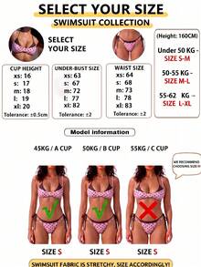 Women's Vintage Pink & Brown Polka Dot Bikini Swimwear, Casual Fashion Set Beach Vacation Summer - Pink - View 6