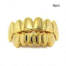 4 buah Grillz Gigi Serigala Berlapis Elektroplating Gaya Hip Hop, Penutup Gigi Taring Vampir Halloween, Penutup Gigi Dekoratif untuk Pesta, Pertemuan, dan Pertunjukan Panggung - MultiWarna - View 10