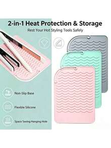 1 Alfombrilla de silicona resistente al calor talla grande vendida para herramientas de peinado (planchas, rizadores, varitas de peinado) - Protege las encimeras. - 22,7 x 11,6 cm - Ver 11
