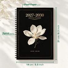 1PC A5 Monthly Planner 2027-2030 French Provincial Floral Cover Design, 48 Month Spiral Calendar Notebook, Twin-Wire Premium Thick Paper, 4-Year Weekly Monthly Agenda For Student Office School - A5 - View 3