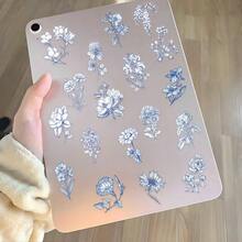 50 Blue And White Flower Fun Cartoon Stickers, Exquisite And Fun Stickers For Decorating Stationery, Laptops, Phone Cases, Suitcases, Guitars, And Helmets - Multicolor - View 5