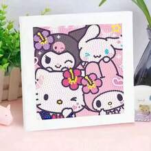 1pc Vibrant Sanrio Hello Kitty & Kuromi 5D Diamond Painting DIY Kit, 6.69x6.69 Inch Full Round Rhinestone Art With Frame - Creative Home Decor Handicraft, Desktop Display Mosaic Wall Art - Multicolor - View 11
