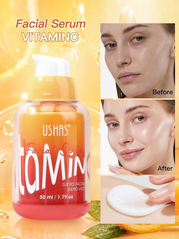 Serum Wajah Multi-Efek USHAS, Essence Pelembap Wajah yang Menghidrasi dengan Kolagen, Asam Hialuronat, Vitamin C, Menutrisi & Memperbaiki Kulit, 50ml Per Botol, Set Serum Perawatan Kulit Harian untuk Wanita, Hadiah Kecantikan Ideal untuk Menutrisi Kulit