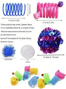 Plastic Colorful Self-Entertained Bouncing Spring Toy For Pet Cats, 2/4/8/10/12/14/20/30/40/50/60PCS Creative Cat Toy, Maintain Health, Interactive Durable Heavy-Duty Plastic Toy For Batting, Biting, Hunting, Kitten Toy, Valentine's Day Gift For Cats/Dogs - Multicolor - View 12