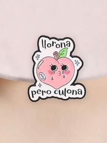 QIHOO 1PC Cartoon Blush Peach Enamel Brooch Spanish Text Lapel Pin Clothing Bag Cute Accessory - Multicolor - View 4