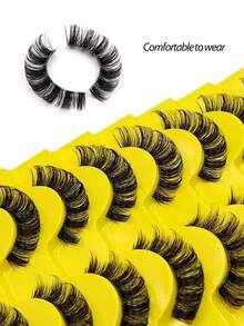 Asiteo 10 Pairs Voluminous False Eyelashes, Fluffy And Soft, Comfortable To Wear, Suitable For Daily Makeup And Party Use - Black - View 2