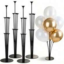 Black Balloon Table Stand Set With Round Base, Reusable Balloon Display Stand, Suitable For Tabletop And Floor Decoration, Balloon Arrangement, Sturdy Balloon Column Stand, Ideal For Halloween, Wedding, Birthday Party, Baptism, Summer Event And Celebration Occasions - Multicolor - View 2