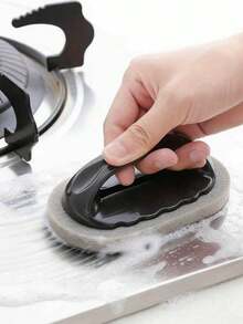 Scrub Sponge With Handle, Scrubbing Pad For Stubborn Stains On Pots Pans & Kitchen Surfaces - A - View 3
