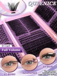 DIY Eyelash Extensions Kit With Mega Volume Lash Clusters, Individual Cluster False Eyelashes, Dense Wispy Fluffy Lashes, Soft Lightweight Natural Look Eyelashes, Reusable Lash Extension Set For Beginners, Home, Wedding & Party - Black - View 5