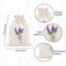 CARRIECUR 8/16/24/32Pcs Lavender Burlap Drawstring Bags, 8 Assorted Floral Designs Linen Sacks With Drawstring, Natural & Cream Color Reusable Sachet Pouches For Lavender Sachets, Wedding Favors, Jewelry Gift, Aromatherapy & Party Supplies - View 6