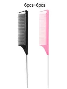 Professional Tail Comb Set, Includes Tail Comb, Parting Comb, Stainless Steel Tail Comb, Anti-Static Comb, Braiding Comb, Fine Tooth Tail Comb, Highlight Comb, Multi-Functional, Suitable For Normal Hair, Candy Colored Hair, Ideal For Bridal Hairstyles, Hair Salons, Salons And Home Use. - Multicolor - View 14