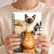 1pca A5 Cartoon Group Cats & Funny Dog Watercolor Spiral Notebook, 25 Sheets (50 Pages) With High Quality Paper, Portable For Note Taking, Studying Creative Writing Ideal For Students, Professionals Artistic Design Lovers - Rectangle - View 7
