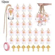 12pcs Cross Wish Bottle Glass Gift, Suitable For Baptism, Communion, Catholic Wedding 8ml Small Catholic Christian Holy Water Container, Baptism Ceremony Guest Gift, With Cross Pin And Ribbon Decorated Bottle Stopper - Multicolor - View 6