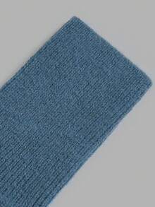 Aflion Sweater Rajut Pendek Wanita Warna Polos dengan Kerah Tinggi Bergaris dan Kancing Setengah, Lengan Mengembang, Atasan Rajut Tebal, Hangat, dan Elastis, Serbaguna untuk Pakaian Sehari-hari Musim Gugur/Dingin - Biru - View 7