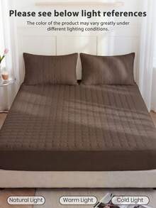 1pc Waterproof Fitted Sheet, Comfortable Mattress Protector, Deep Coffee Brown Mattress Cover, Room Decor, Skin-Friendly & Breathable, Suitable For Single/Double/Queen/King Size Beds, All Season, Machine Washable, Dorm Bedding, Back To School - Coffee Brown - View 8