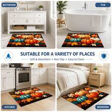1pc Pumpkin Pattern Kitchen Mat, Absorbent, Stain-Resistant, Non-Slip, Durable, Suitable For Kitchen, Living Room, Entryway, Balcony, Bathroom, Coffee Shop, Bar, Party And Autumn Home Decor - Multicolor - View 7