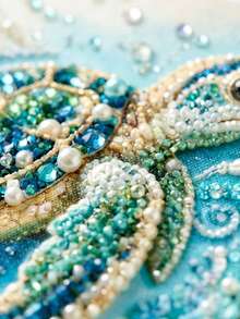 1pc Ocean Theme Pearl Art DIY Kit 3D Bead Diamond Painting For Adults,Assorted Gems Add Raised Detail To Coastal Scenes For An Engaging Hands-On Activity And Decorative Display - Multiple Styles - View 3