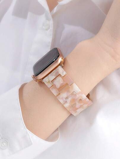 Exquisite Marble Pattern Resin Watch Band, Soft Color, Comfortable To Wear, Suitable For Daily Wear, Compatible With Apple Watch Ultra 3/2/1/SE Series S11/S10/S9/S8/S7/S6/S5/S4/S3/S2/S1, Available Sizes 38mm/40mm/41mm/42mm/44mm/45mm/46mm/49mm. Men's And Women's Accessories, Suitable For Summer Parties, Business Meetings, Beach Activities, Mother's Day, Teacher's Day Gifts, Applicable To Smartwatch Accessories.