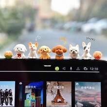 8/2PCS Figur Anak Anjing Lucu Hiasan Dekorasi Dashboard Mobil untuk Layar Konsol Tengah Kendaraan Listrik - A - View 7