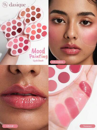 Palette de peinture pour lèvres et joues Dasique 9 couleurs, haute pigmentation, longue tenue, éclatante, maquillage de visage naturel léger, formule vegan, palette pour lèvres, cosmétiques de marque mode pour femmes, cadeau de Noël