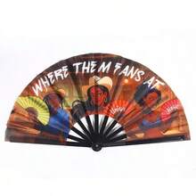 1pc Cute Cartoon Illustration Folding Fan, Large Size Fan Bone, Student Daily Portable Cooling Decorative Handheld Fan - Multicolor - View 4