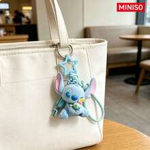 Stitch Bag Charm Keychain By MINISO, Cute 3D Character With Star Clip & Beaded Strap, For Handbag Backpack Purse, Women & Teens, Christmas Gift - Stitch Best Buds Charm - View 2