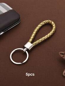 5 Buah Gantungan Kunci Tali Kepang Tangan Kulit PU untuk Mobil, Gantungan Tas Kreatif, Hadiah untuk Pria dan Wanita - Gantungan kunci kulit PU - View 7