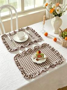 2/6/12/120pcs Plaid Ruffled Napkins, Farmhouse Style Home Kitchen Decor, Reusable Washable Napkins Suitable For Restaurants, Kitchens, Weddings, Bridal Showers, Parties, Dining Table Decoration - Multicolor - View 8