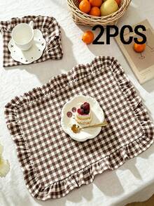 2/6/12/120pcs Plaid Ruffled Napkins, Farmhouse Style Home Kitchen Decor, Reusable Washable Napkins Suitable For Restaurants, Kitchens, Weddings, Bridal Showers, Parties, Dining Table Decoration - Multicolor - View 23