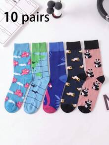 1/5/10 Pairs Men's Mid-Calf Socks, Car Pattern Versatile Unisex Sports Style Long Socks, Fun Socks, Crazy Happy Socks - Multicolor - View 12