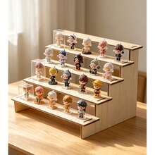 1pc Wooden Jewelry Display Stand Set, Multi-Layer Earring & Bracelet Storage Rack, Multi-Layer Desktop Retail Display Stand, Kitchen Storage Decor - Natural Wood Color - View 2