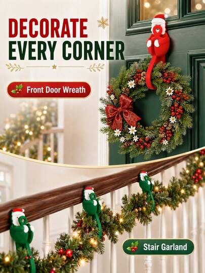 6/12pcs Christmas Santa Claus Wreath Hooks, Cute Silicone Self-Adhesive Wreath Hooks, Reusable No-Drill Stocking Hooks, Suitable For Door, Fireplace Mantel And Staircase Decoration