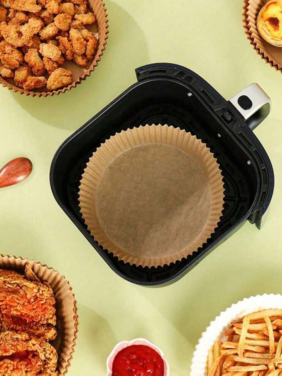 5/50/100pcs Non-Stick Disposable Air Fryer Paper Liners, Baking Parchment Sheets, Kitchen Essentials And Household Kitchen Utensils, Suitable For Most Air Fryers, Kitchen Accessories For Home Use, Storage And Kitchen Air Fryer Baking Accessories